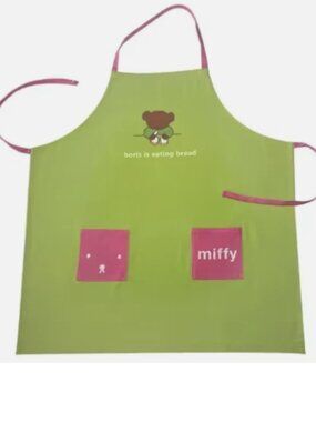 Miffy Boris Apron Bear Snuffy Dog Green Pink Cloth Two Pockets Cooking Kitchen